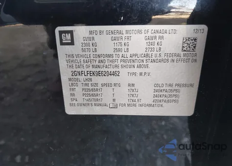 2014 Chevrolet Equinox 1Lt from USA, damaged, VIN 2GNFLFEK9E6204462